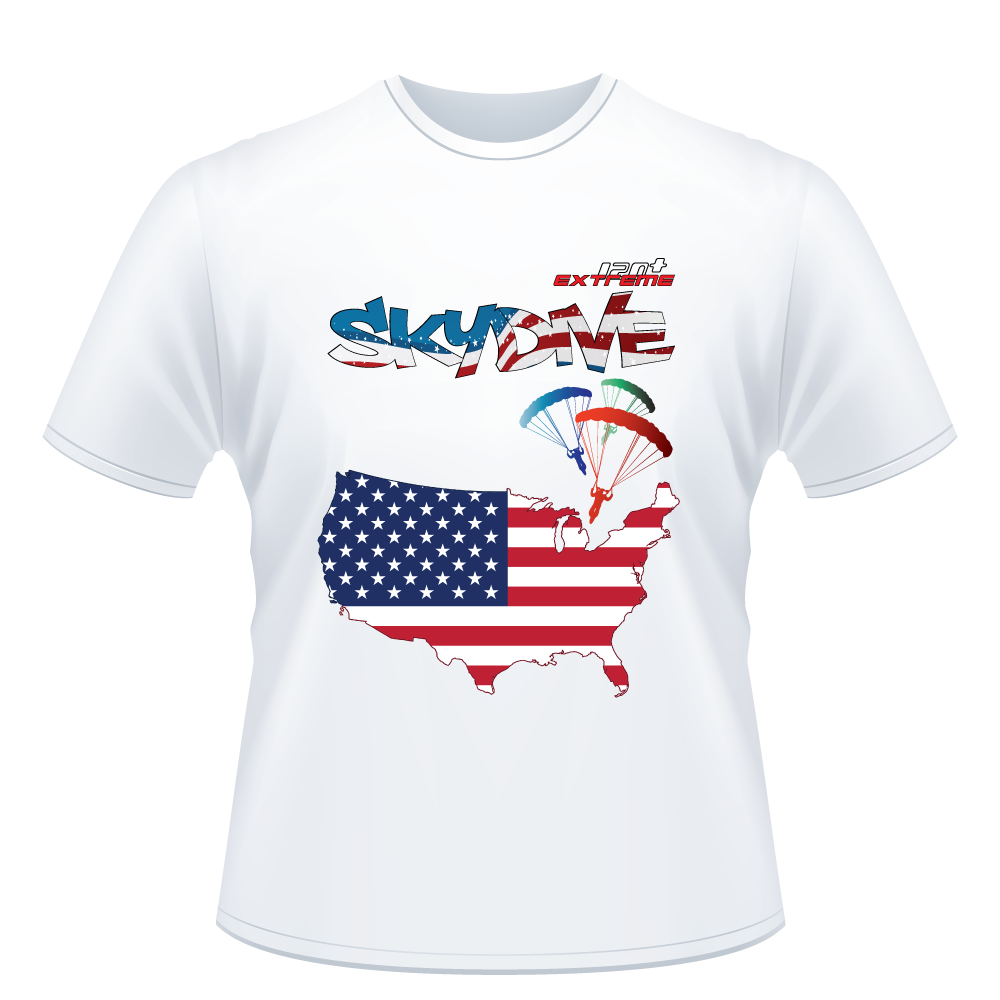 Skydiving T-shirts - Skydive World - AMERICA - Cotton Tee -, Shirts, Skydiving Apparel, Skydiving Apparel, Skydiving Apparel, Skydiving Gear, Olympics, T-Shirts, Skydive Chicago, Skydive City, Skydive Perris, Drop Zone Apparel, USPA, united states parachute association, Freefly, BASE, World Record,