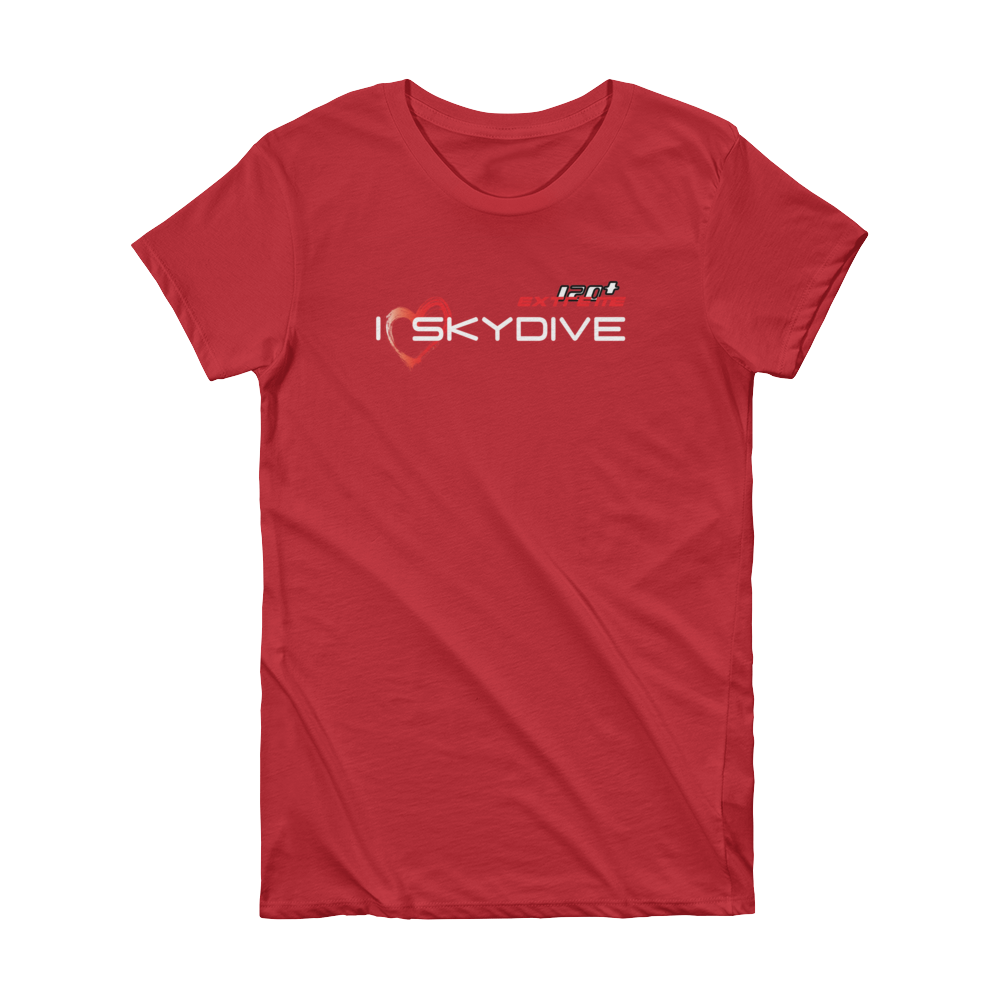Skydiving T-shirts I ♡ Skydive - First Stupid Jump - eXtreme(RED) - Short Sleeve Women's T-shirt, RED, Skydiving Apparel, Skydiving Apparel, Skydiving Apparel, Skydiving Gear, Olympics, T-Shirts, Skydive Chicago, Skydive City, Skydive Perris, Drop Zone Apparel, USPA, united states parachute association, Freefly, BASE, World Record,